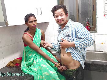 Stepsister Pussy Hard Fucked by her Step Brother, she is wearing a saree. in kitchen